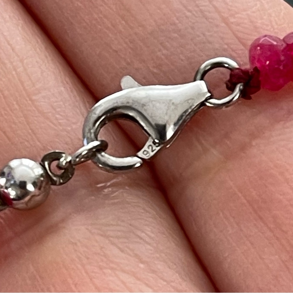 Faceted Red Ruby Bead & Solid Sterling Silver Nec… - image 6